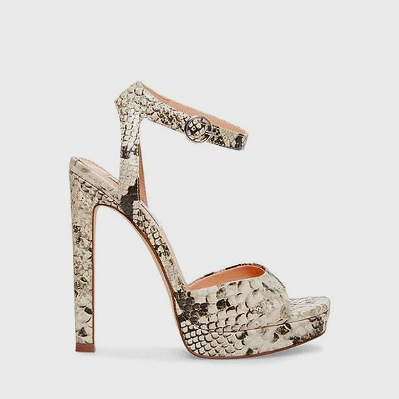 Steve Madden Luv Gold Snake Platform Ankle Strap Heels - Picture 2 of 13